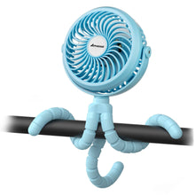 Load image into Gallery viewer, AMACOOL Battery Operated Stroller Fan Flexible Tripod Clip on Fan with 3 Speeds and Rotatable Handheld Personal Fan for Car Seat Crib Bike Treadmill