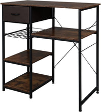 Load image into Gallery viewer, Microwave Stand 4-Tiers Kitchen Storage Fit Mini Fridge Baker¡¯s Rack Shelving Utility Coffee Bar with Big Drawer Wine Rack Metal Frame Industrial Workstation Organizer Kitchen Decor