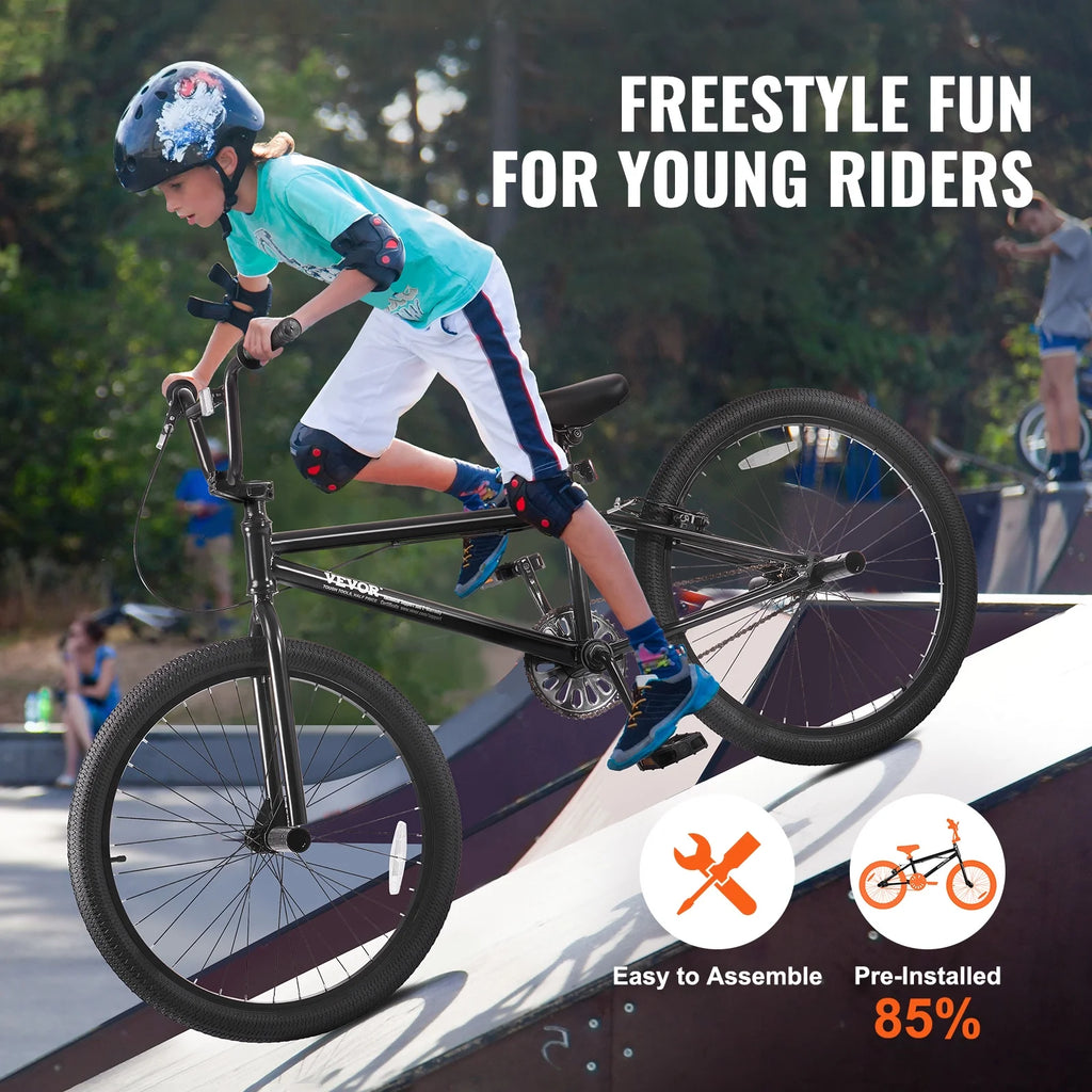 VEVOR BMX Bike, 24 - Inch Wheel Freestyle Bike, BMX Race Bike with 4 Pegs, Beginner - Level BMX to Advanced Riders, BMX Bicycles for Teen Adult Men Women, Durable Hi - Ten Steel Frame, Easy to Assemble