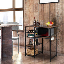 Load image into Gallery viewer, Microwave Stand 4-Tiers Kitchen Storage Fit Mini Fridge Baker¡¯s Rack Shelving Utility Coffee Bar with Big Drawer Wine Rack Metal Frame Industrial Workstation Organizer Kitchen Decor