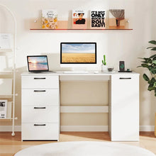 Load image into Gallery viewer, 53" Computer Desk with 4 Storage Drawers &amp; Cabinet, Home Office Desk w/ Charging Station, Adjustable Shelf &amp; Cable Management for Study, Makeup