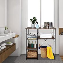 Load image into Gallery viewer, Microwave Stand 4-Tiers Kitchen Storage Fit Mini Fridge Baker¡¯s Rack Shelving Utility Coffee Bar with Big Drawer Wine Rack Metal Frame Industrial Workstation Organizer Kitchen Decor