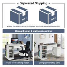 Load image into Gallery viewer, 53" Artwork Sewing Craft Table Sewing Station Desk, Multipurpose Sewing Machine Cabinet with Drawers &amp; Open Storage Shelves