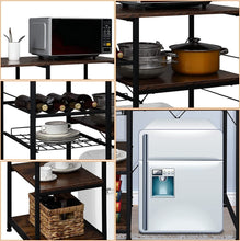 Load image into Gallery viewer, Microwave Stand 4-Tiers Kitchen Storage Fit Mini Fridge Baker¡¯s Rack Shelving Utility Coffee Bar with Big Drawer Wine Rack Metal Frame Industrial Workstation Organizer Kitchen Decor