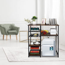 Load image into Gallery viewer, Microwave Stand 4-Tiers Kitchen Storage Fit Mini Fridge Baker¡¯s Rack Shelving Utility Coffee Bar with Big Drawer Wine Rack Metal Frame Industrial Workstation Organizer Kitchen Decor