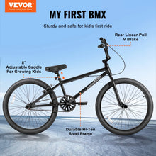 Load image into Gallery viewer, VEVOR BMX Bike, 24 - Inch Wheel Freestyle Bike, BMX Race Bike with 4 Pegs, Beginner - Level BMX to Advanced Riders, BMX Bicycles for Teen Adult Men Women, Durable Hi - Ten Steel Frame, Easy to Assemble