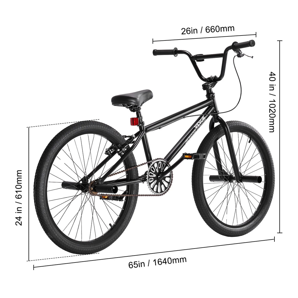 VEVOR BMX Bike, 24 - Inch Wheel Freestyle Bike, BMX Race Bike with 4 Pegs, Beginner - Level BMX to Advanced Riders, BMX Bicycles for Teen Adult Men Women, Durable Hi - Ten Steel Frame, Easy to Assemble